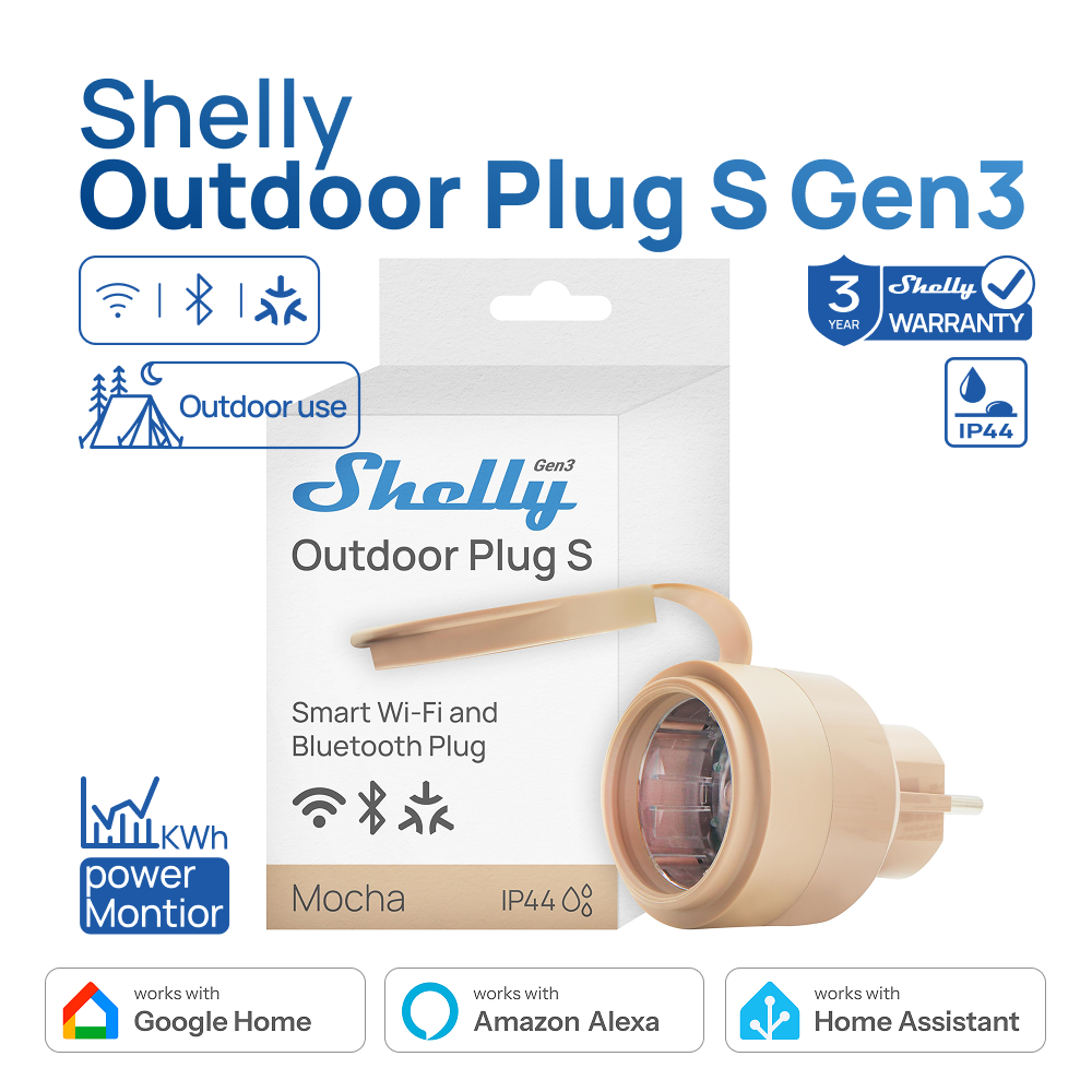 Shelly Relay Module - Shelly Outdoor Plug S Gen3 Medição